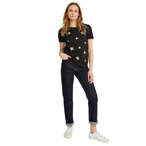People Tree People Tree Damen-T-Shirt Scatterd Stars Tee, Schwarz, – Produktbild 2 von 4