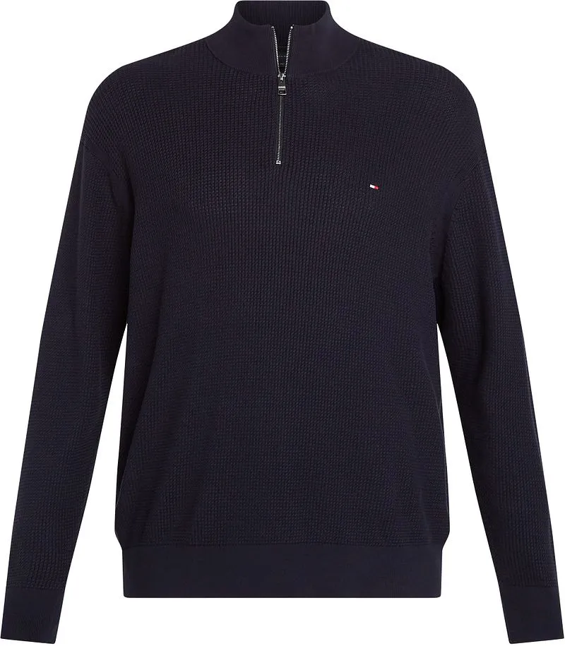Tommy Hilfiger Tommy Hilfiger Big & Tall Half-Zip Pullover mit Struktur, Dunkelblau, – Produktbild 2 von 4
