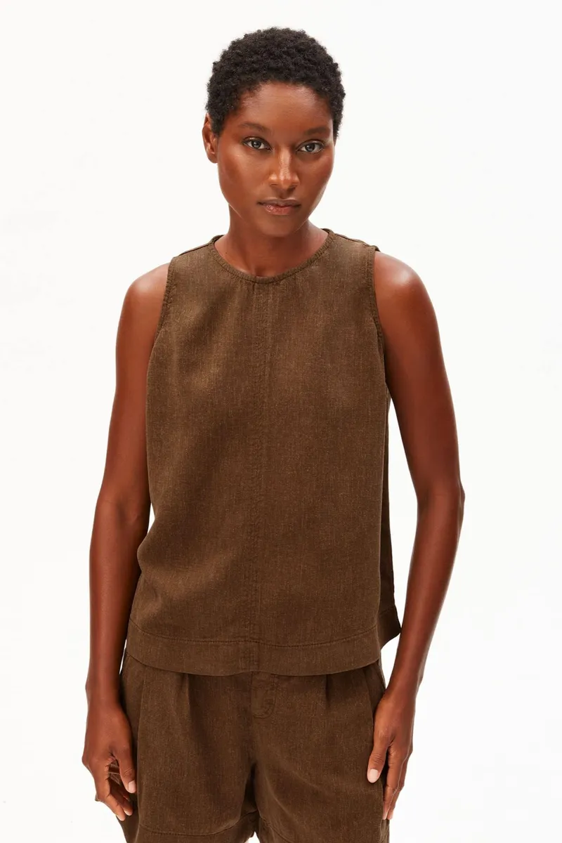 ARMEDANGELS ARMEDANGELS Damen vegan Top Blend Gmt Dye Brown, Dunkelbraun, – Produktbild 2 von 2