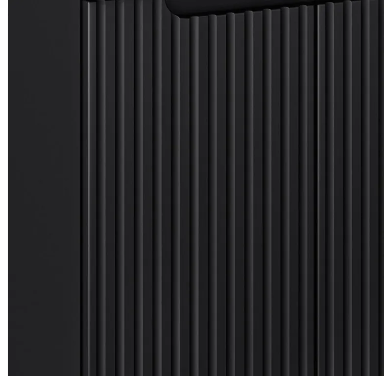 Lomadox Badkommode NEWPORT-56-BLACK, 30 cm Badezimmerschrank 40 cm tief Badschrank schwarz gerillt Eiche, Schwarz, – Produktbild 4 von 4