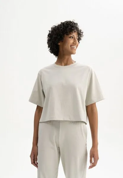 MELA Cropped T-Shirt schwer Style JOSHNA | von MELA | Fairtrade & GOTS zertifiziert, Birke, – Produktbild 1 von 4