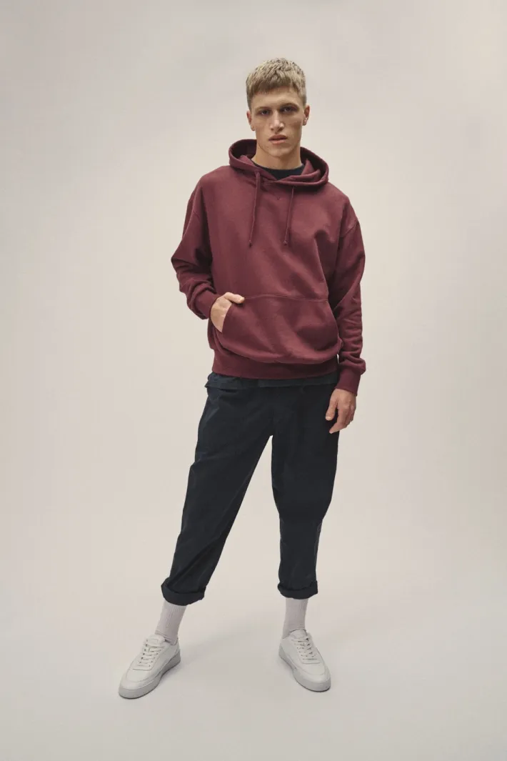 WOTE WOTE Herren vegan Kapuzen-Sweatshirt Dunkelrot, Dunkelrot, – Produktbild 2 von 2