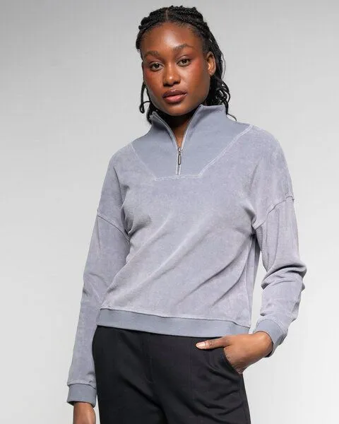 Alma & Lovis Alma & Lovis Sportiver Troyer aus softer Organic Cotton | Nicki Troyer, Platin (lila-grau), – Produktbild 1 von 4