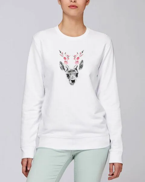 Human Family Human Family Bio Damen oversize Rundhals-Sweatshirt "Fawn", Weiss, – Produktbild 1 von 3