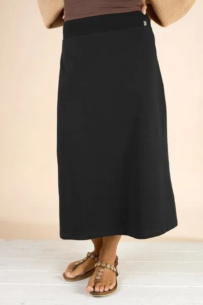 La Gitana La Gitana Midirock - A-Linien Damen Rock aus Bio-Baumwolle. Modell: "Anella", Schwarz, – Produktbild 2 von 4