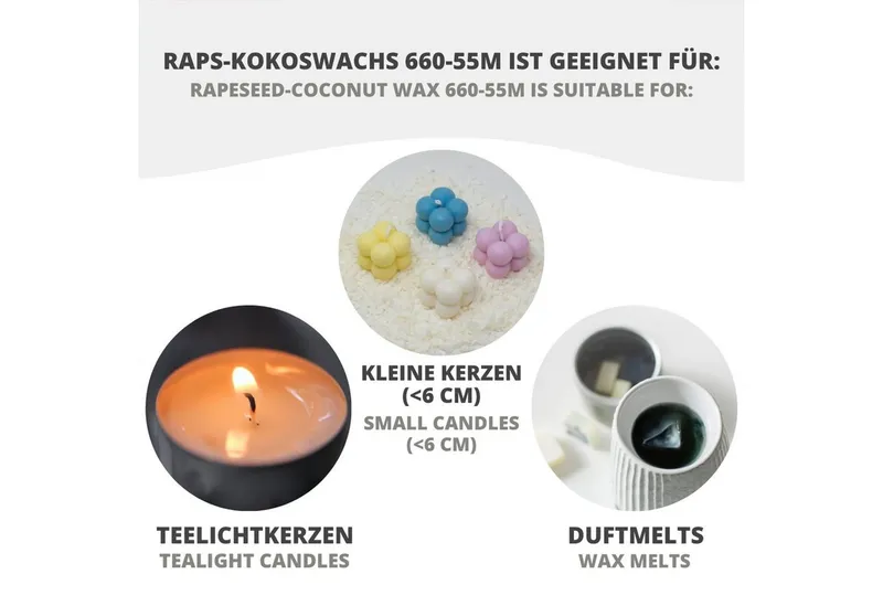 DistrEbution Bastelnaturmaterial Raps-Kokoswachs Kerzenwachs zum Kerzen gießen NatureWax® 660-55M – Produktbild 4 von 5
