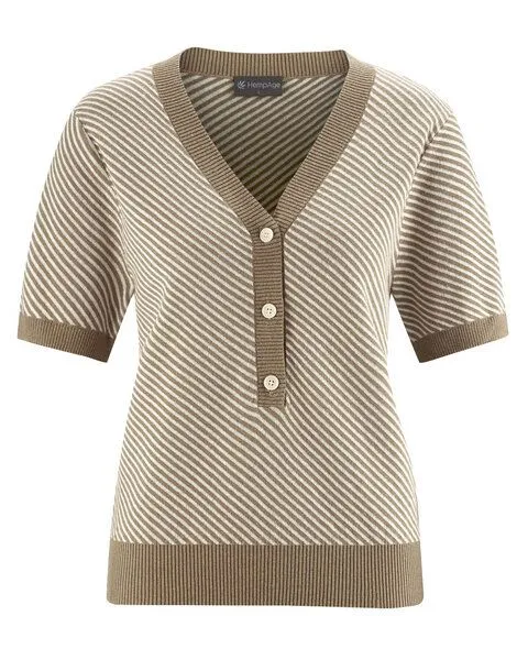 HempAge HempAge Damen Halbarmpullover Hanf/Biobaumwolle, Grit(braun), – Produktbild 2 von 4
