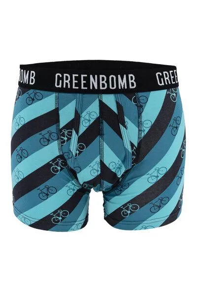 GreenBomb GREENBOMB Bike Stripes Trunk - Figurbetonte Trunk aus Bio-Baumwoll Mix / hochwertiger Print / GOTS / Fair & Vegan, Blau, – Produktbild 2 von 4