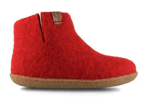 WoolFit WoolFit Kinder-Hausschuhe Hüttenschuhe aus 100% Wolle, Rot, – Produktbild 2 von 3