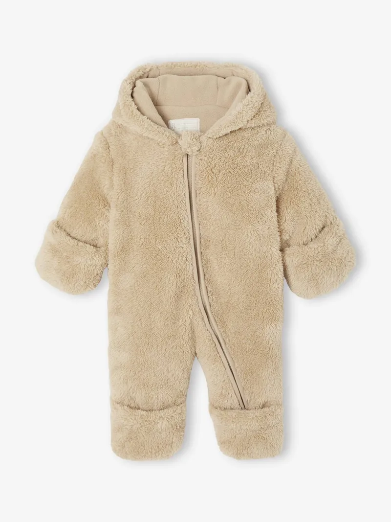 Vertbaudet Baby Winter-Overall mit Kapuze sandfarben, Sandfarben, – Produktbild 1 von 3