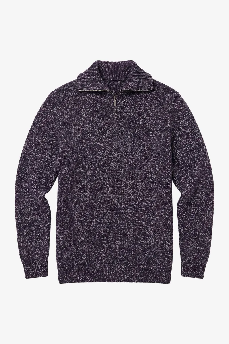 KnowledgeCotton Apparel KnowledgeCotton Apparel Herren vegan Pullover Quarter Zip Blau Multi, Blau, – Produktbild 1 von 2