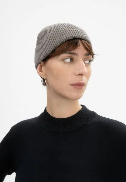 MELA MELA Kurze Rippstrick Mütze RAFI, Bear melange, – Produktbild 2 von 4