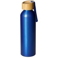 elasto elasto Aluminiumflasche "Bamboo" 0,6 l leicht - Flasche mit Bambusdeckel, Blau, – Produktbild 1 von 1