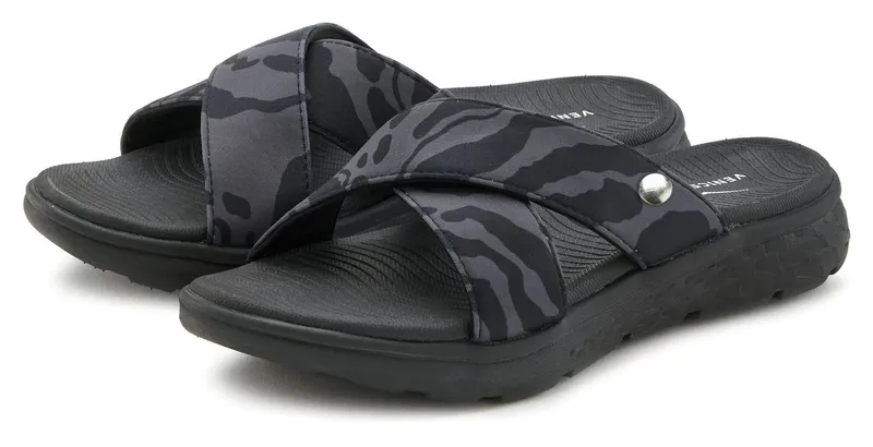 VENICE BEACH VENICE BEACH Sandale, Badeschuh, Sommerschuhe, Badelatsche, Flip Flop, Badeschlappe Badepantolette mit wasserabweisender und leichter Sohle VEGAN, Grau|schwarz, – Produktbild 2 von 5