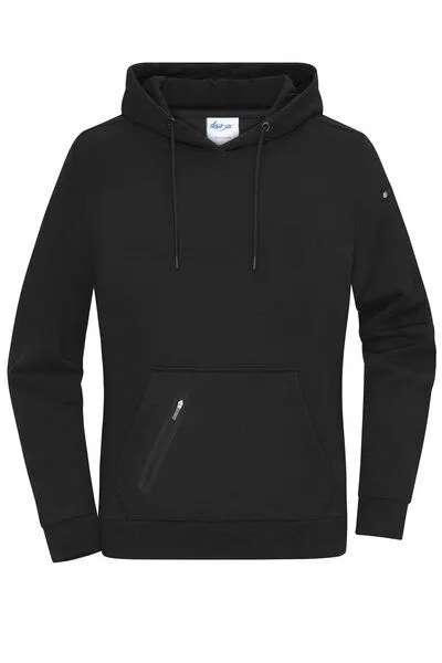 Daiber Daiber Damen Hoodie Kapuzenpullover Pullover Kängurutasche mit Reißverschlusstasche Ärmeltasche Kapuze, Schwarz, – Produktbild 1 von 3