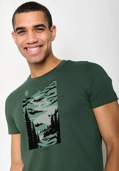 GreenBomb GREENBOMB Nature Lakeside Guide - Sportliches T-Shirt aus Bio-Baumwolle / hochwertiger Print / GOTS / Fair & Vegan, Grün (flaschengrün), – Produktbild 2 von 4