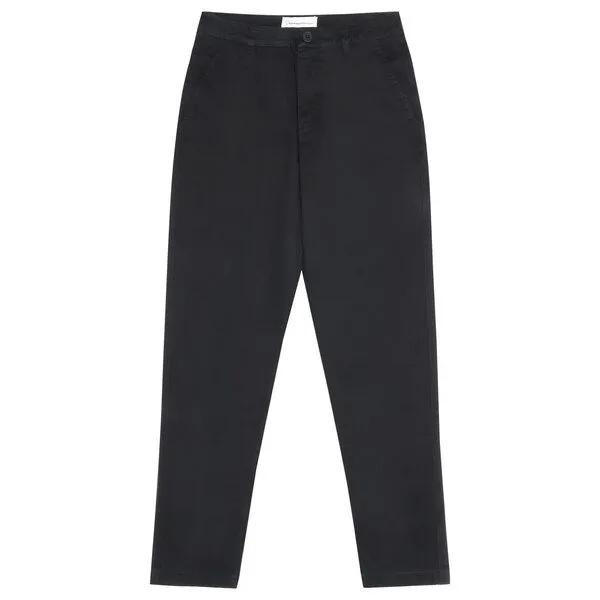 KnowledgeCotton Apparel KnowledgeCotton Apparel Chino-Hose IRIS Mom Mid Rise, Black jet, – Produktbild 1 von 4
