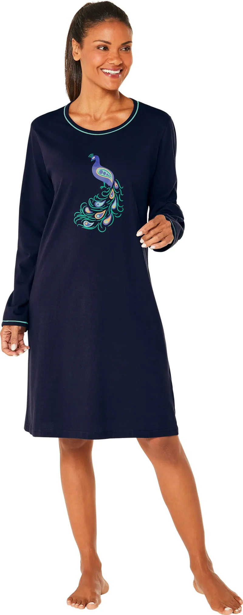 Comtessa Sleepshirts, Marine-blaugrün-bedruckt, – Produktbild 2 von 2