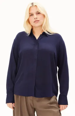 ARMEDANGELS ARMEDANGELS Damen vegan Langarmbluse Larisaana Marineblau Getönt – Produktbild 1 von 1