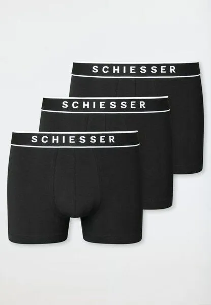 Schiesser Schiesser 3er Pack Shorts Biobaumwolle 95/5, Schwarz, – Produktbild 4 von 4