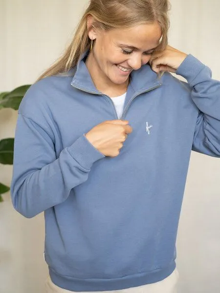 FUXBAU FUXBAU Frauen fux Half Zip Sweater, Hellblau, – Produktbild 2 von 4