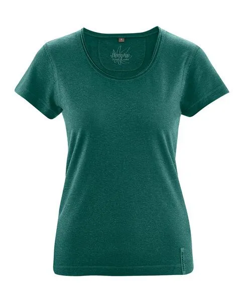 HempAge HempAge Damen T-Shirt mit Rollsaum Hanf/Bio-Baumwolle, Spruce, – Produktbild 1 von 2