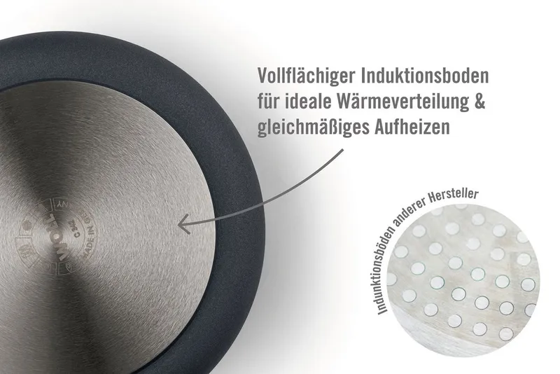 Woll Woll Wok MADE IN GERMANY - Eco Logic QXR Guss-Wok- und Rührpfanne, Aluminiumguss (1-tlg), Diamond-QXR - Beschichtung, Schwarz, – Produktbild 3 von 5