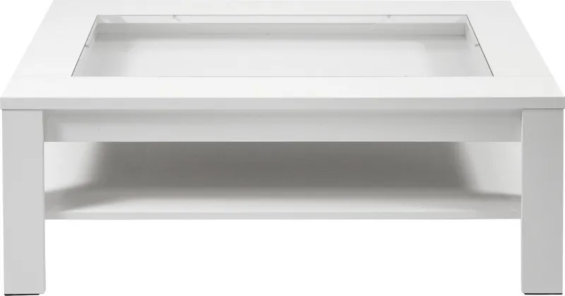 byLIVING Couchtisch Ralph, Breite 110 cm, mit Glaseinsatz und Schubkasten, Weiß, – Produktbild 2 von 5