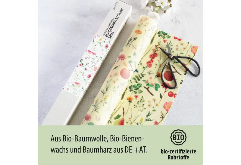 little bee fresh little bee fresh Bienenwachstücher Bio-Bienenwachstuch-Rolle (70x32cm), wiederverwendbar, plastikfrei, nachhaltig, regional, Bunt, – Produktbild 2 von 5
