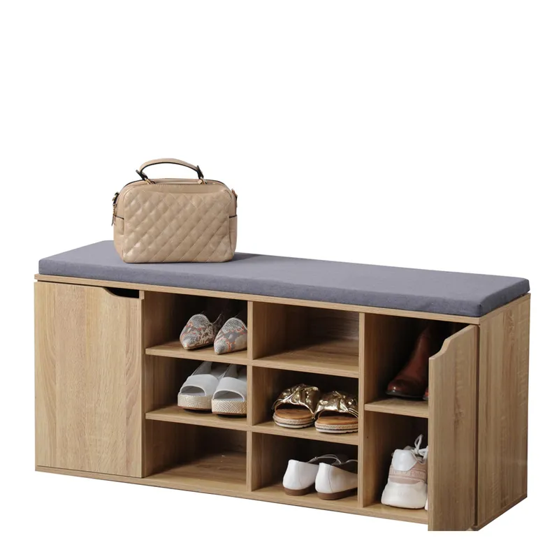 Kesper Schuhschrank mit Sitzkissen, 2 Türen und 6 Fächer, Natur, – Produktbild 2 von 4
