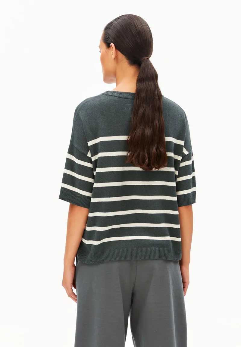 ARMEDANGELS ARMEDANGELS Damen vegan Top Leinenmischung Grau Gestreift, Dunkelgrau, – Produktbild 1 von 2
