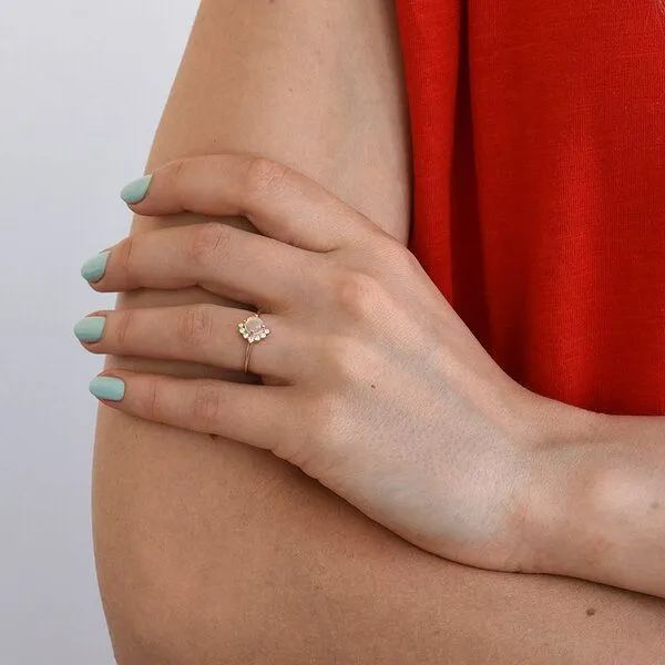 Eppi Eppi Goldener Ring mit Opal und Diamanten Ammiel, Weiss, – Produktbild 4 von 4
