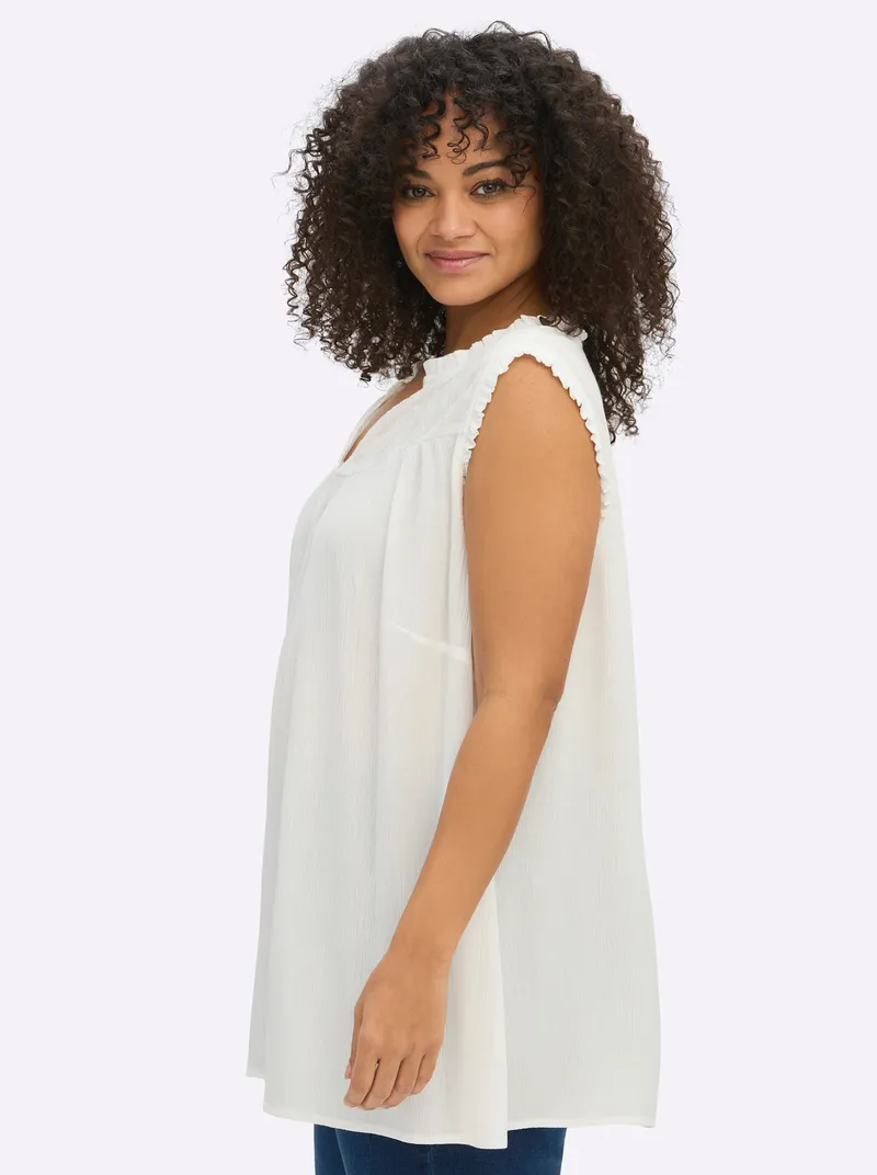 sheego Ärmellose Bluse, Ecru, – Produktbild 2 von 2