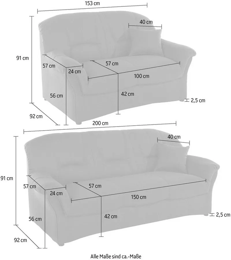 DOMO collection Polstergarnitur Bahia belastbar bis 140kg/ Sitz, mit Federkern, (Set), Microfaser MELROSE®, Braun, – Produktbild 4 von 5