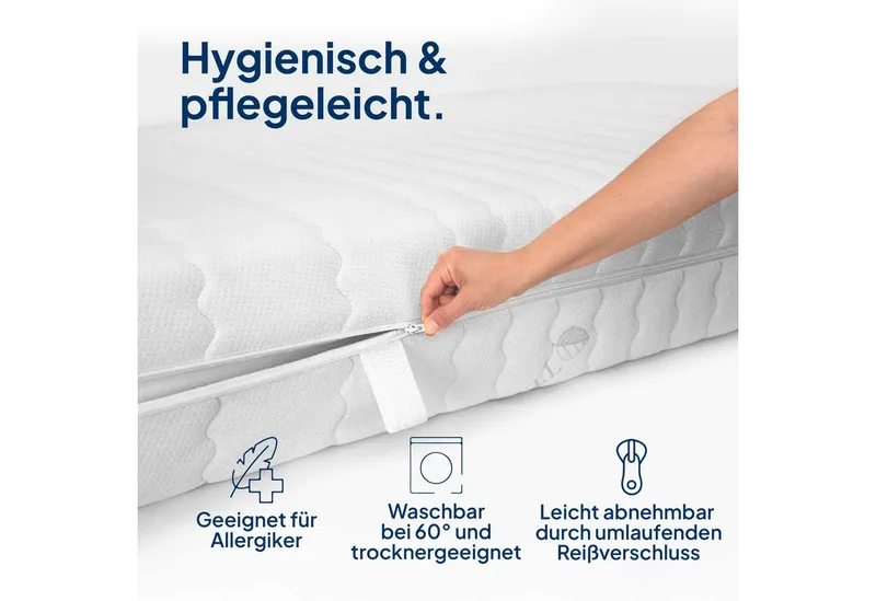 Matratzenersatzbezug TENCEL™ Lyocell Matratzenbezug mit Reißverschluss, Atmungsaktiv AM Qualitätsmatratzen, 80x200x16 cm, Weiß, – Produktbild 4 von 5