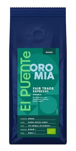 El Puente El Puente Oromia - Bio-Espressobohnen 250 g | Fair Trade | Bio-zertifiziert | Vegan | Glutenfrei – Produktbild 1 von 1