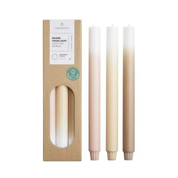 Originalhome Originalhome Farbverlaufskerzen für bewusste Geschenke S/3 - paraffinfrei & vegan, Limestone, – Produktbild 1 von 1