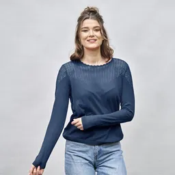 Kokon Zwo Kokon Zwo Pullover mit transparenter Strickstruktur 55% Leinen, 45% Baumwolle (kbA) – Produktbild 1 von 1