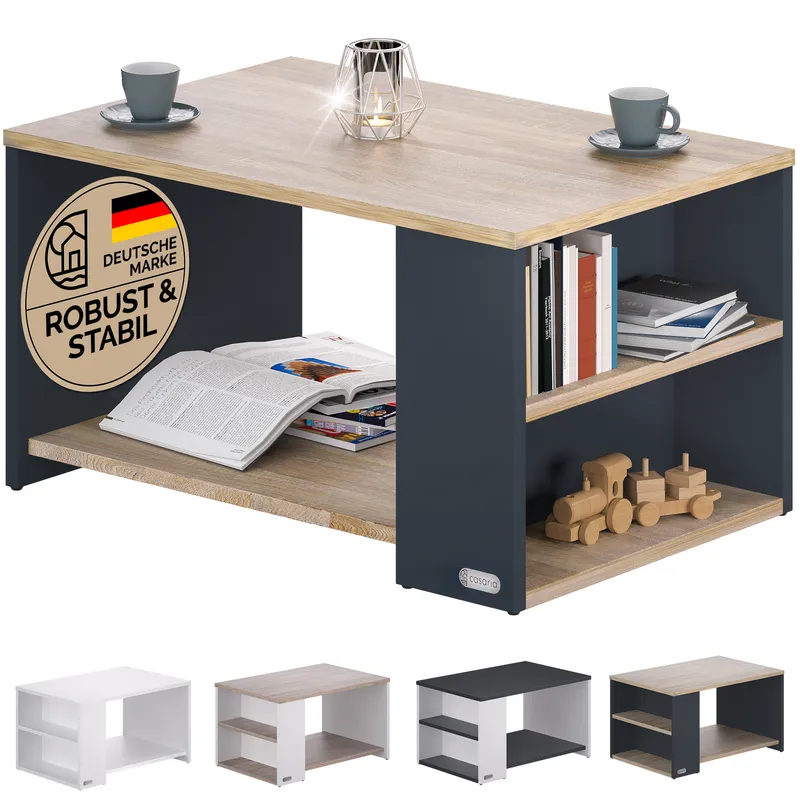 Casaria® Couchtisch Santa Cruz Holz/Grau 90x60x50cm, Mehrfarbig, – Produktbild 2 von 2
