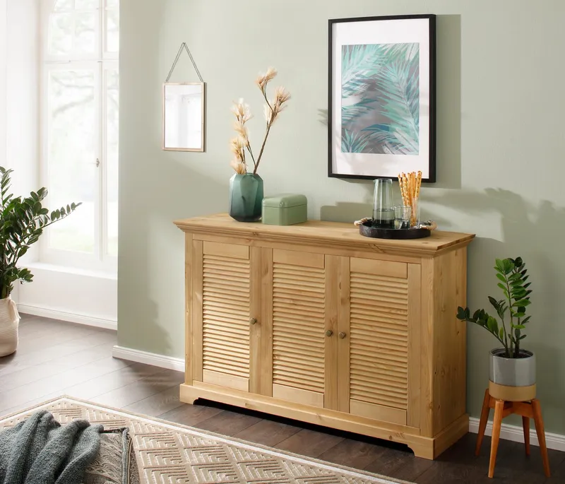 OTTO home Garderobenpaneel Ayanna, Paneel für Flur, im Landhausstil, FSC®, Breite 84 cm, mit 4 Doppelhaken, aus massiver Kiefer, FSC®, Beige, – Produktbild 1 von 4