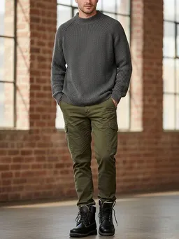 Will's Vegan Shop Will's Vegan Shop Recycled Slouch Mockneck Charcoal Knit Herren – Produktbild 1 von 1
