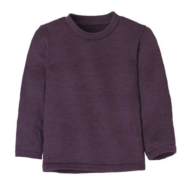 Disana disana Kinder Strick-Pullover Uni kbT-Merinowolle, Aubergine, – Produktbild 1 von 3