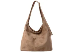 Oemmn Schultertasche große Damen Wildleder Tasche mit Reißverschluss & verstellbarem Gurt, Handtasche Damen aus weichem veganem Leder mit Fächern – Produktbild 1 von 1