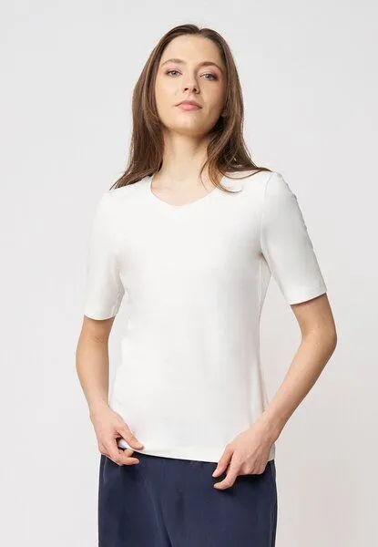 LANA Organic LANA Organic Basic Shirt aus Bio Baumwolle für Damen, Modell Vinnie, Ecru, – Produktbild 3 von 4