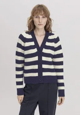 hessnatur hessnatur Strickjacke Streifen Relaxed aus Bio-Merinowolle mit Bio-Baumwolle – Produktbild 1 von 1