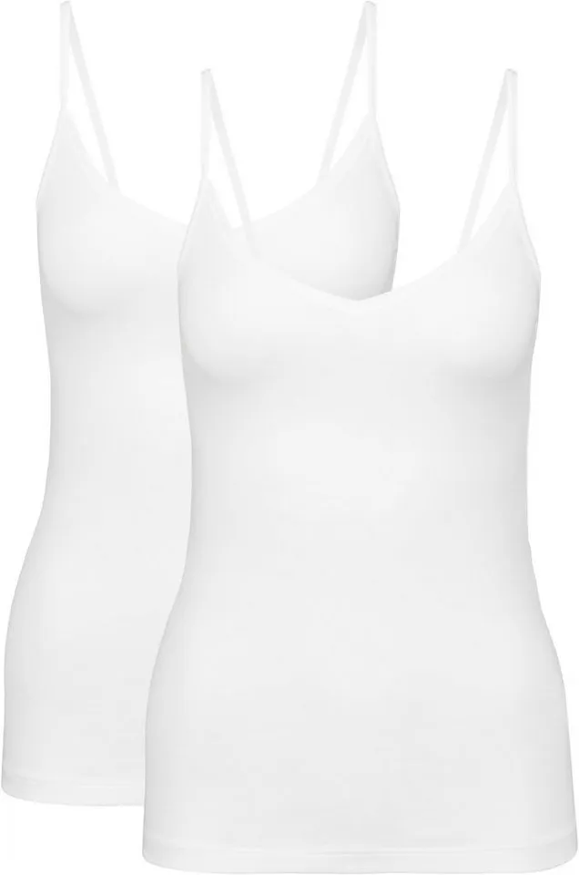 CALIDA CALIDA Spaghettitop Benefit Women (2er Pack) V-Ausschnitt, Single Jersey Qualität, elastisch, bequem, Basic, Weiß, – Produktbild 2 von 5