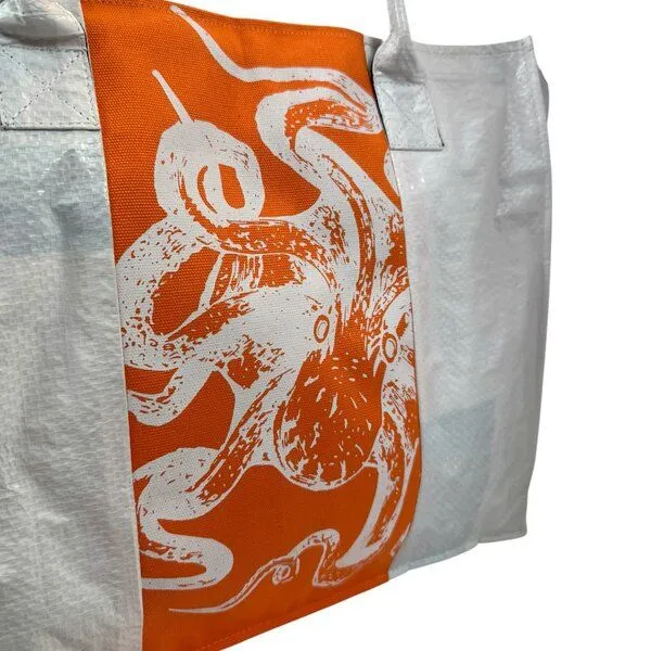 Beadbags Beadbags Einkaufstasche Ri94 recycelter Reissack, Octopus weiß, – Produktbild 3 von 4