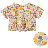 People Wear Organic People Wear Organic Kurzarmshirt mit Knotendetail, bedruckt mit Dschungelblumen , aus Bio-Baumwolle – Produktbild 1 von 1