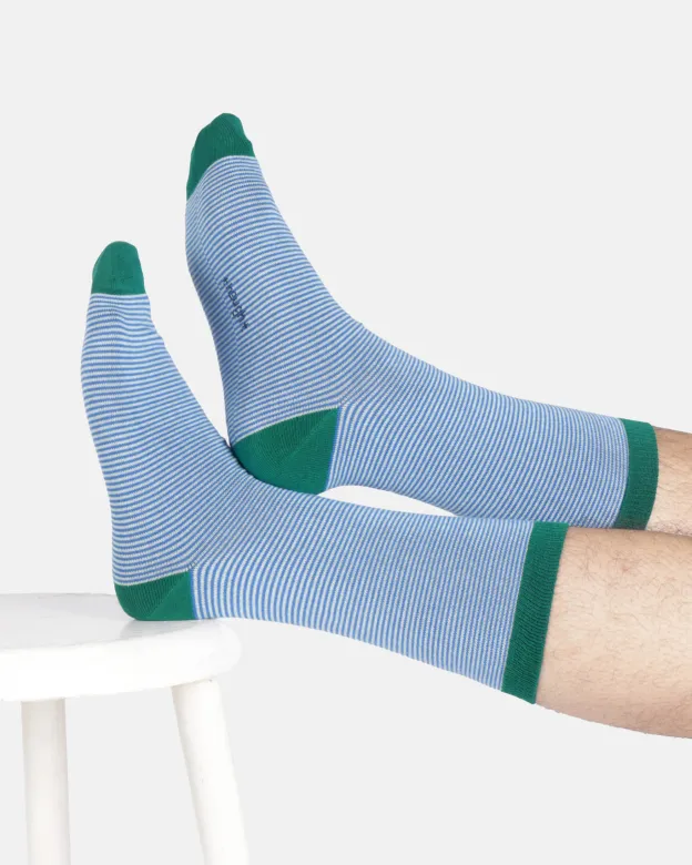 Thought Socken Modell: Stripe Crew, Light aqua blue, – Produktbild 1 von 1