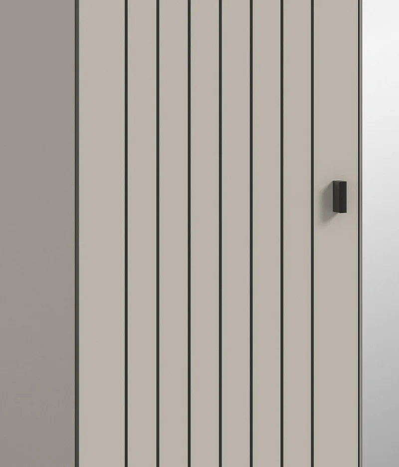 Inn.Furn Garderobenschrank Loreno (Schuhschrank in Kaschmir / Sand mit Schwarz, Spiegeltür, 70 x 192 cm) variable Inneneinteilung, Beige, – Produktbild 4 von 5